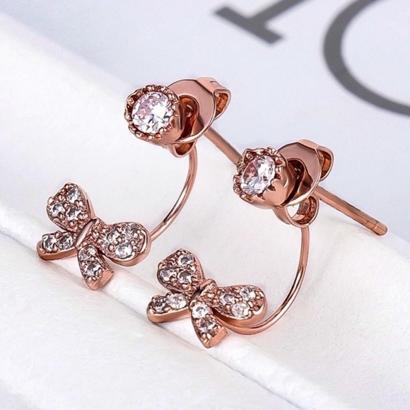 GlitzBlitz Jewelry - 2/$20!  14K Rose Gold Plated Earrings w/Jackets